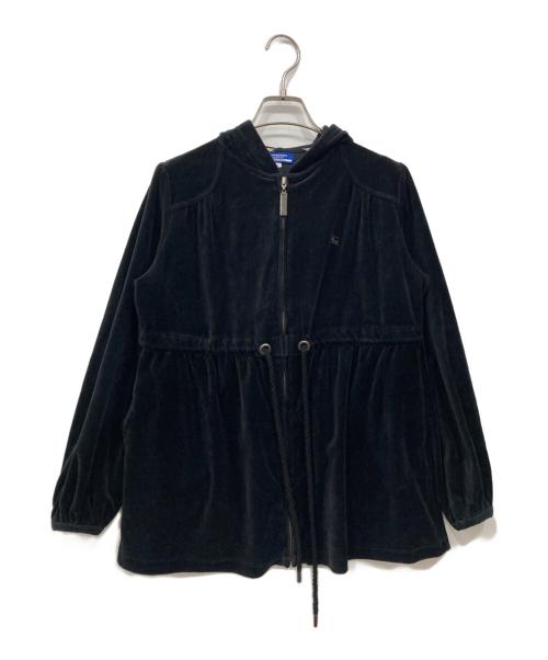 BURBERRY BLACK LABEL（バーバリーブラックレーベル）BURBERRY BLACK LABEL (バーバリーブラックレーベル) ベロアジップパーカー ブラック サイズ:38の古着・服飾アイテム