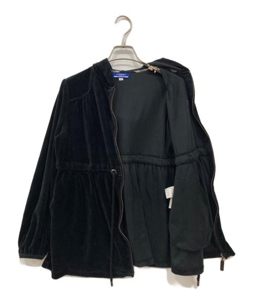 BURBERRY BLACK LABEL（バーバリーブラックレーベル）BURBERRY BLACK LABEL (バーバリーブラックレーベル) ベロアジップパーカー ブラック サイズ:38の古着・服飾アイテム