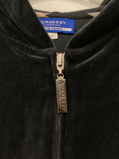 BURBERRY BLACK LABEL（バーバリーブラックレーベル）BURBERRY BLACK LABEL (バーバリーブラックレーベル) ベロアジップパーカー ブラック サイズ:38の古着・服飾アイテム