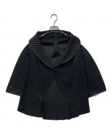 PLEATS PLEASE（プリーツプリーズ）の古着「メロープリーツ サークル カーディガン」｜ブラック