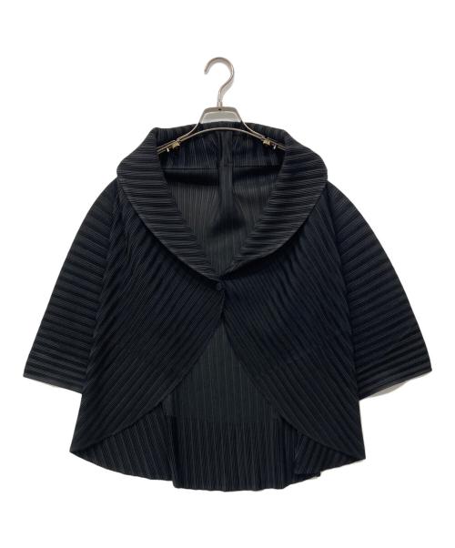 PLEATS PLEASE（プリーツプリーズ）PLEATS PLEASE (プリーツプリーズ) メロープリーツ サークル カーディガン ブラック サイズ:－の古着・服飾アイテム