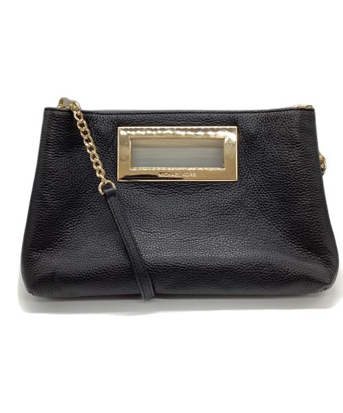 MICHAEL KORS（マイケル・コース）MICHAEL KORS (マイケル・コース) レザーショルダーバッグ ブラックの古着・服飾アイテム