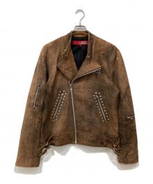 GUESS（ゲス）の古着「シープスキン ダブルライダースジャケット」｜ブラウン