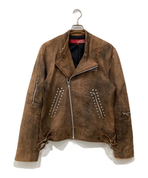 GUESS（ゲス）GUESS (ゲス) シープスキン ダブルライダースジャケット ブラウン サイズ:Lの古着・服飾アイテム