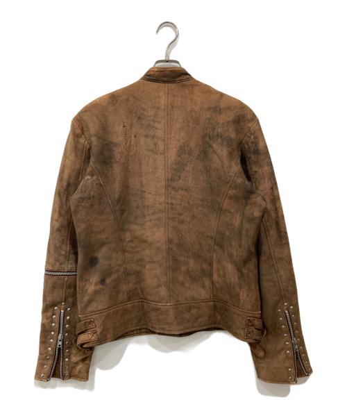 GUESS（ゲス）GUESS (ゲス) シープスキン ダブルライダースジャケット ブラウン サイズ:Lの古着・服飾アイテム