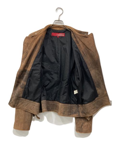 GUESS（ゲス）GUESS (ゲス) シープスキン ダブルライダースジャケット ブラウン サイズ:Lの古着・服飾アイテム