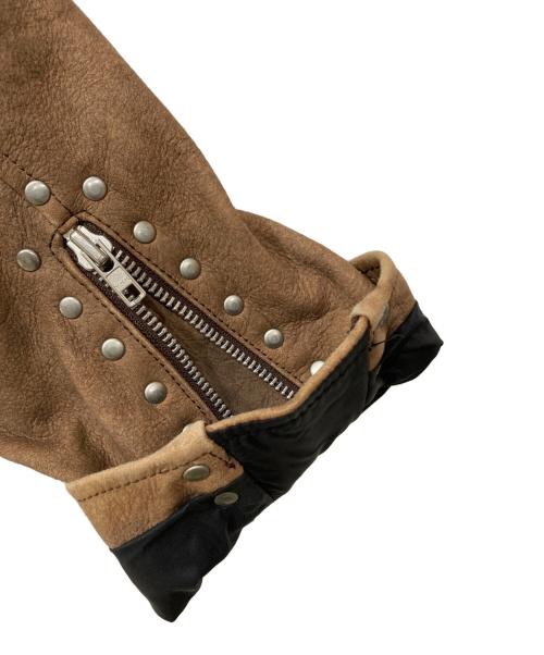 GUESS（ゲス）GUESS (ゲス) シープスキン ダブルライダースジャケット ブラウン サイズ:Lの古着・服飾アイテム