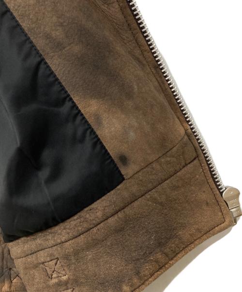 GUESS（ゲス）GUESS (ゲス) シープスキン ダブルライダースジャケット ブラウン サイズ:Lの古着・服飾アイテム