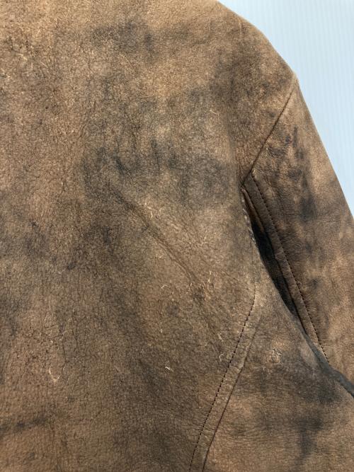 GUESS（ゲス）GUESS (ゲス) シープスキン ダブルライダースジャケット ブラウン サイズ:Lの古着・服飾アイテム