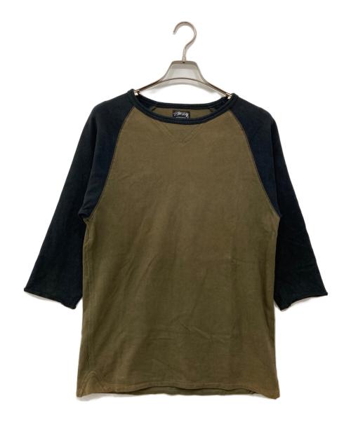 stussy（ステューシー）stussy (ステューシー) ラグランカットソー ブラック×カーキ サイズ:Mの古着・服飾アイテム