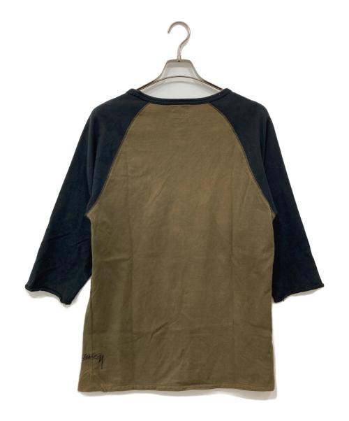 stussy（ステューシー）stussy (ステューシー) ラグランカットソー ブラック×カーキ サイズ:Mの古着・服飾アイテム