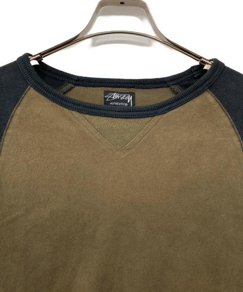 stussy（ステューシー）stussy (ステューシー) ラグランカットソー ブラック×カーキ サイズ:Mの古着・服飾アイテム