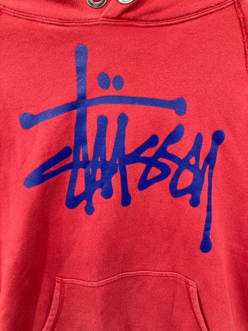 stussy（ステューシー）stussy (ステューシー) プルオーバーパーカー レッド サイズ:Mの古着・服飾アイテム