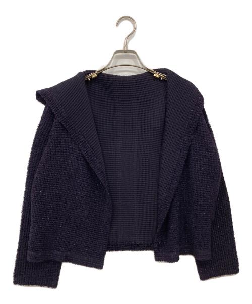 me ISSEY MIYAKE（ミーイッセイ ミヤケ）me ISSEY MIYAKE (ミーイッセイ ミヤケ) ラメカーディガン パープル サイズ:Freeの古着・服飾アイテム