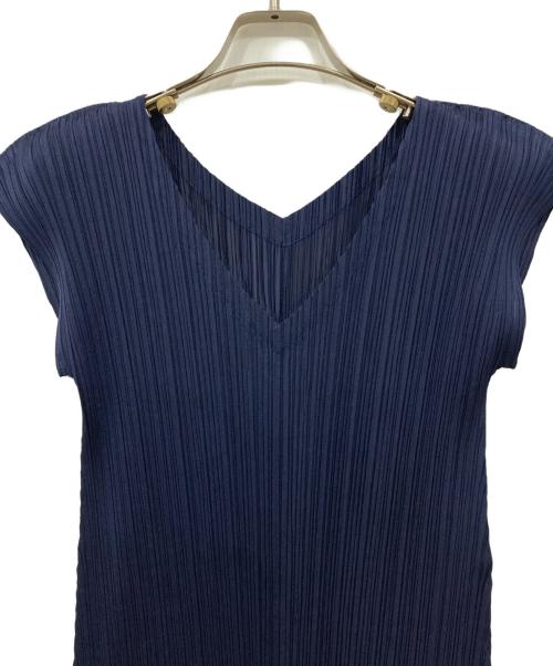 PLEATS PLEASE（プリーツプリーズ）PLEATS PLEASE (プリーツプリーズ) ノースリーブプリーツワンピース ネイビー サイズ:3の古着・服飾アイテム