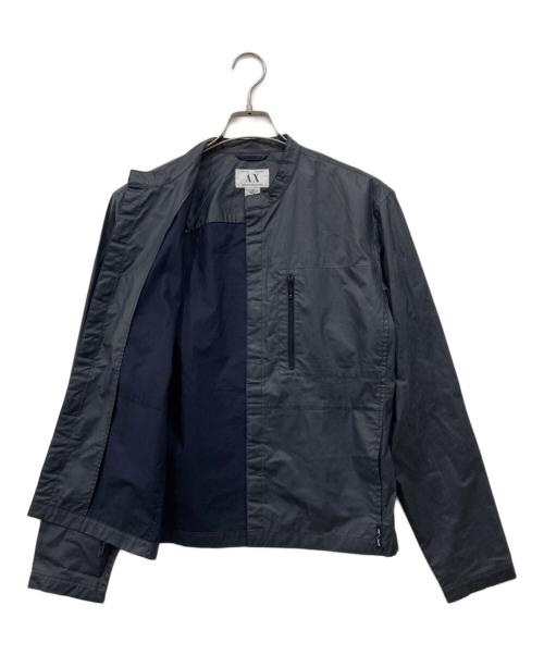 ARMANI EXCHANGE（アルマーニ エクスチェンジ）ARMANI EXCHANGE (アルマーニ エクスチェンジ) マグネットボタンライダースジャケット ネイビー サイズ:Sの古着・服飾アイテム