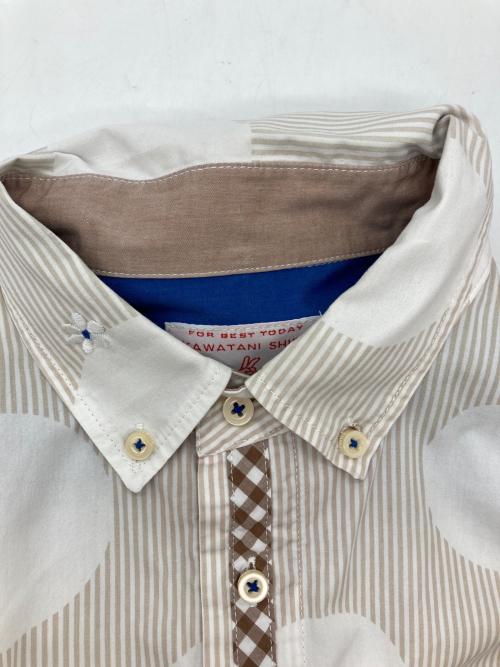 KAWATANI SHIRT（カワタニシャツ）KAWATANI SHIRT (カワタニシャツ) ボタンダウンシャツ ブラウン×ホワイト サイズ:Sの古着・服飾アイテム