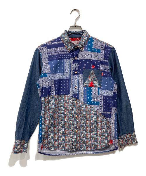 KAWATANI SHIRT（カワタニシャツ）KAWATANI SHIRT (カワタニシャツ) 総柄シャツ ブルー サイズ:Sの古着・服飾アイテム