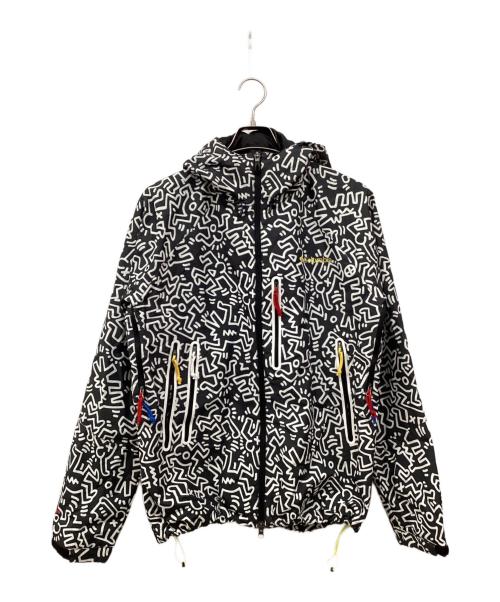 Columbia（コロンビア）Columbia (コロンビア) Kinetics (キネティックス) Keith Haring (キースヘリング) 総柄マウンテンパーカー グレー×ホワイト サイズ:Lの古着・服飾アイテム