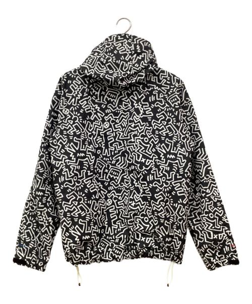 Columbia（コロンビア）Columbia (コロンビア) Kinetics (キネティックス) Keith Haring (キースヘリング) 総柄マウンテンパーカー グレー×ホワイト サイズ:Lの古着・服飾アイテム