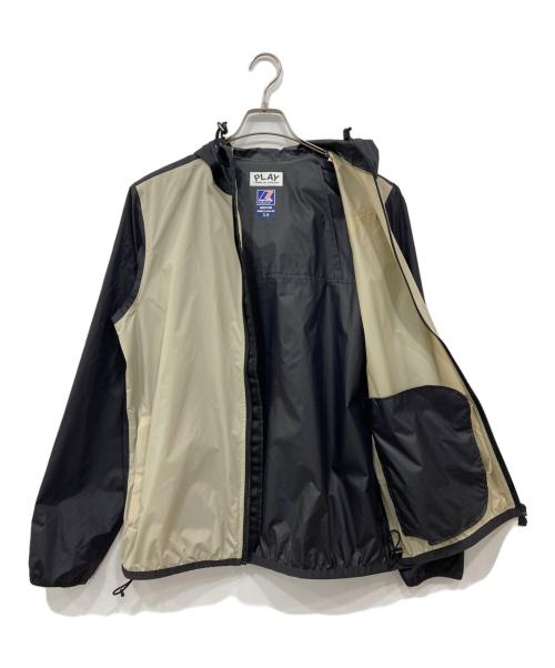 PLAY COMME des GARCONS（プレイコムデギャルソン）PLAY COMME des GARCONS (プレイコムデギャルソン) K-way (ケイウェイ) フルジップナイロンジャケット ブラック×ベージュ サイズ:Mの古着・服飾アイテム