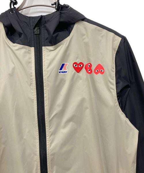 PLAY COMME des GARCONS（プレイコムデギャルソン）PLAY COMME des GARCONS (プレイコムデギャルソン) K-way (ケイウェイ) フルジップナイロンジャケット ブラック×ベージュ サイズ:Mの古着・服飾アイテム