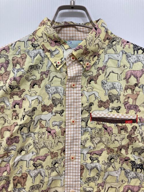 KAWATANI SHIRT（カワタニシャツ）KAWATANI SHIRT (カワタニシャツ) 総柄シャツ イエロー×ベージュ サイズ:Sの古着・服飾アイテム