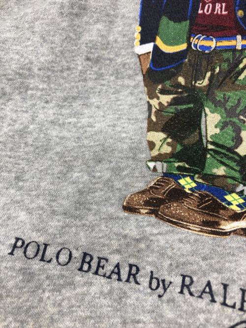 POLO RALPH LAUREN（ポロ・ラルフローレン）POLO RALPH LAUREN (ポロ・ラルフローレン) ポロベア プリントパーカー グレー サイズ:XLの古着・服飾アイテム
