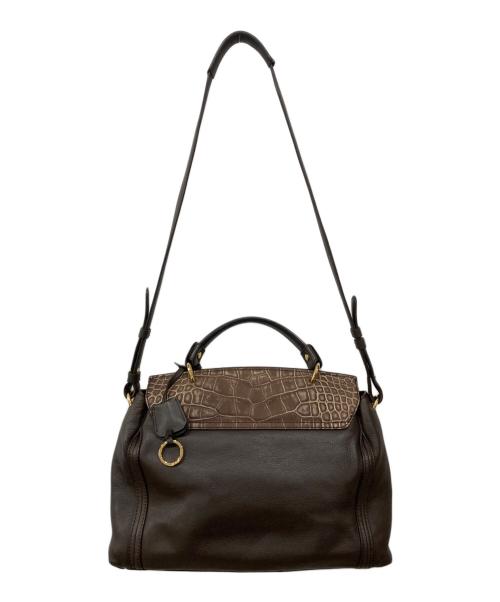 MCM（エムシーエム）MCM (エムシーエム) 2WAYクロコ型押しレザーバッグ ブラウンの古着・服飾アイテム