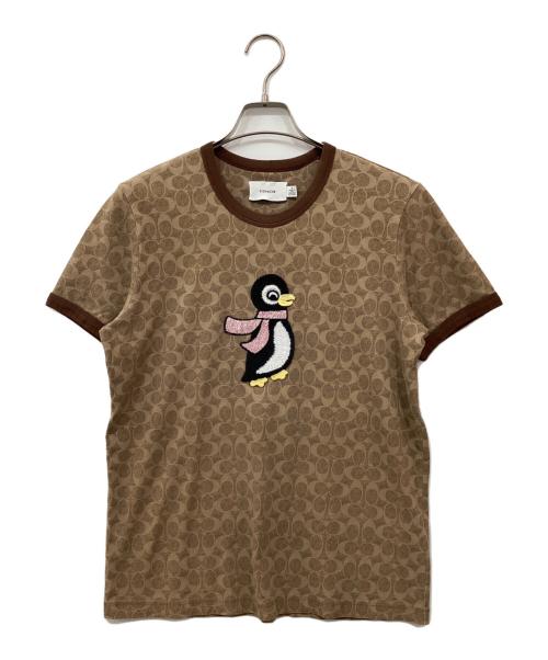 COACH（コーチ）COACH (コーチ) モノグラムTシャツ ブラウン サイズ:Mの古着・服飾アイテム