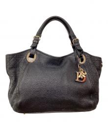 Christian Dior（クリスチャン ディオール）の古着「カナージュレザーハンドバッグ」｜ブラック