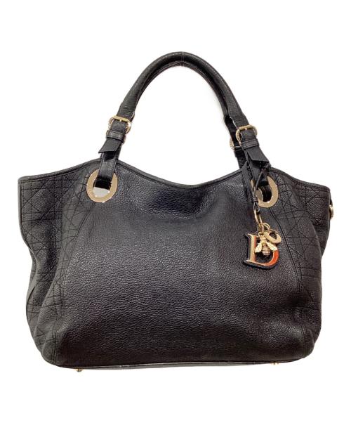 Christian Dior（クリスチャン ディオール）Christian Dior (クリスチャン ディオール) カナージュレザーハンドバッグ ブラックの古着・服飾アイテム