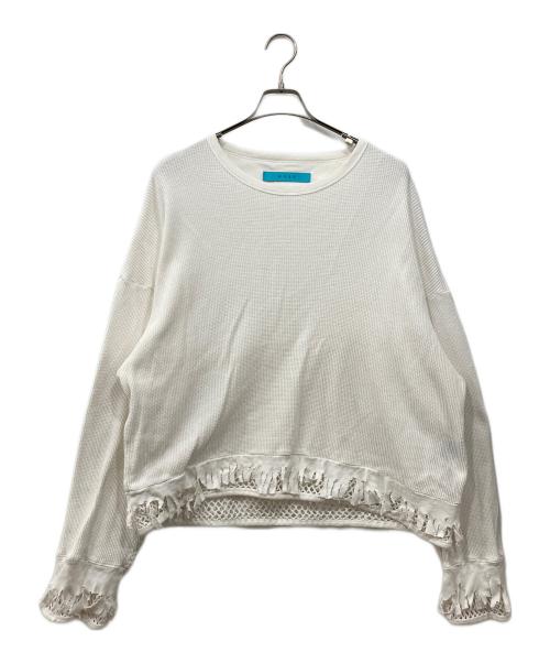 MUSE（ミューズ）MUSE (ミューズ) ワッフルメッシュ ロングスリーブカットソー ホワイト サイズ:1の古着・服飾アイテム