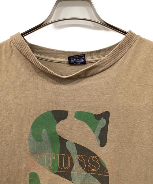 stussy（ステューシー）stussy (ステューシー) カモ Sロゴ Tシャツ ベージュ サイズ:XLの古着・服飾アイテム