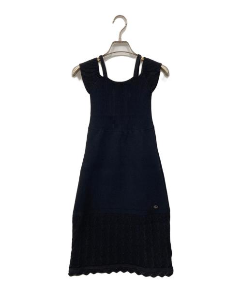 CHANEL（シャネル）CHANEL (シャネル) CCロゴニットワンピース ブラック サイズ:34の古着・服飾アイテム