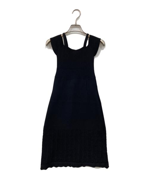 CHANEL（シャネル）CHANEL (シャネル) CCロゴニットワンピース ブラック サイズ:34の古着・服飾アイテム