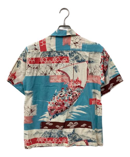 Sun Surf（サンサーフ）Sun Surf (サンサーフ) 半袖アロハシャツ ブルー×レッド サイズ:Sの古着・服飾アイテム