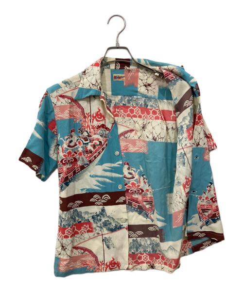 Sun Surf（サンサーフ）Sun Surf (サンサーフ) 半袖アロハシャツ ブルー×レッド サイズ:Sの古着・服飾アイテム