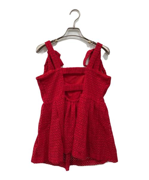 FRAY ID（フレイ アイディー）FRAY ID (フレイ アイディー) ショルダーリボンペプラムブラウス レッド サイズ:1の古着・服飾アイテム