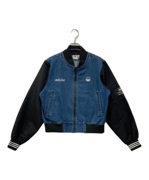 adidas（アディダス）adidas (アディダス) カレッジ デニムジャケット インディゴ×ブラック サイズ:Sの古着・服飾アイテム