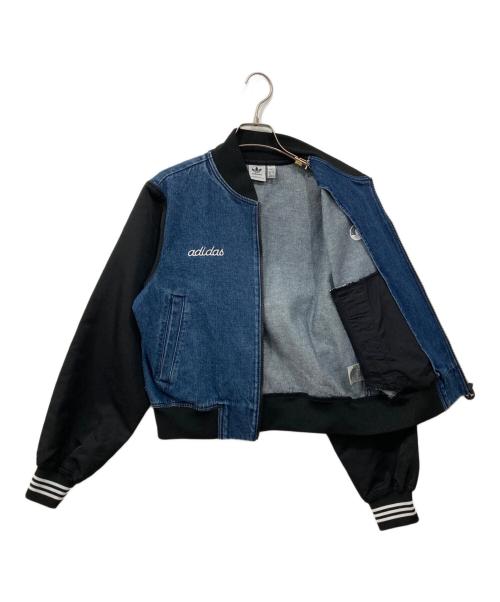 adidas（アディダス）adidas (アディダス) カレッジ デニムジャケット インディゴ×ブラック サイズ:Sの古着・服飾アイテム