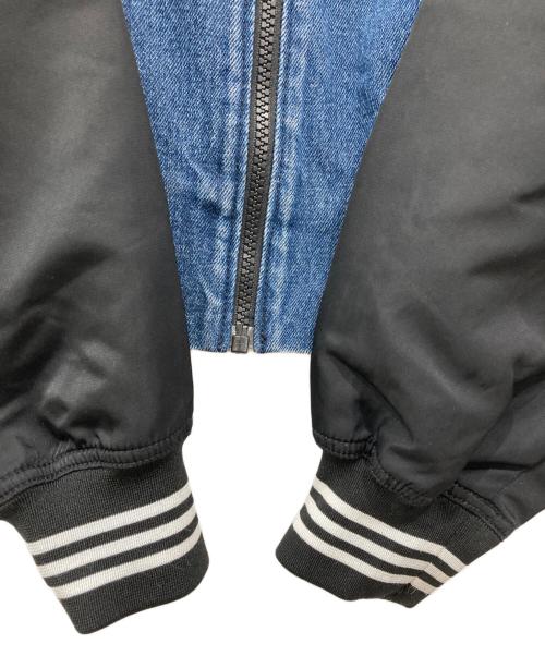adidas（アディダス）adidas (アディダス) カレッジ デニムジャケット インディゴ×ブラック サイズ:Sの古着・服飾アイテム