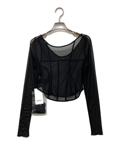 Snidel（スナイデル）Snidel (スナイデル) コルセットデザインカットトップス ブラック サイズ:Freeの古着・服飾アイテム