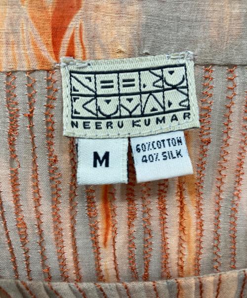 NEERU KUMAR（ネルー・クマール）NEERU KUMAR (ネルー・クマール) コットンシルクワンピース オレンジ×グレー サイズ:Mの古着・服飾アイテム
