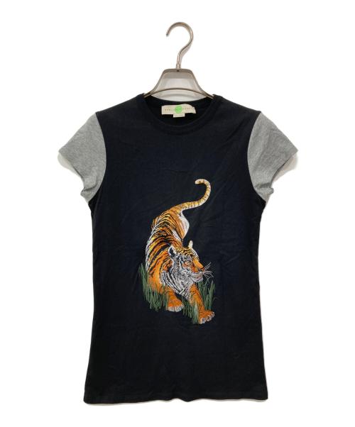STELLA McCARTNEY（ステラマッカートニー）STELLA McCARTNEY (ステラマッカートニー) 虎刺繍Tシャツ ブラック×グレー サイズ:38の古着・服飾アイテム