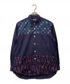 COMME des GARCONS HOMMEコムデギャルソン オム）の古着「刺繍切り替えシャツ」｜ネイビー