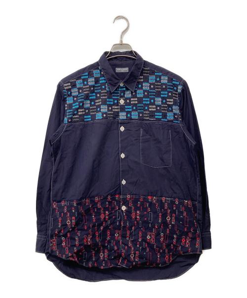 COMME des GARCONS HOMME（コムデギャルソン オム）COMME des GARCONS HOMME (コムデギャルソン オム) 刺繍切り替えシャツ ネイビー サイズ:表記なしの古着・服飾アイテム