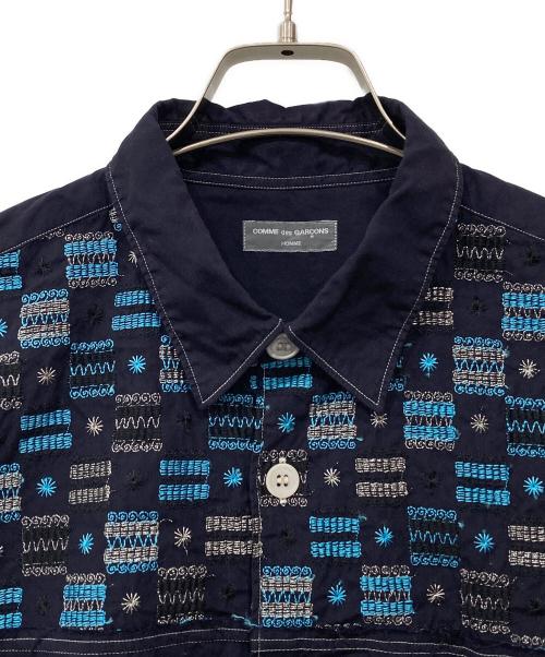 COMME des GARCONS HOMME（コムデギャルソン オム）COMME des GARCONS HOMME (コムデギャルソン オム) 刺繍切り替えシャツ ネイビー サイズ:表記なしの古着・服飾アイテム