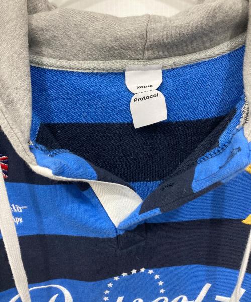INDEX PROTOCOL（プロトコル インデックス）INDEX PROTOCOL (プロトコル インデックス) ポロフーディー ブルー サイズ:1の古着・服飾アイテム