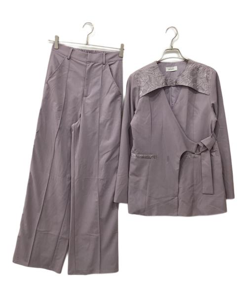 sahara（サハラ）sahara (サハラ) レース切替ジャケットセットアップ パープル サイズ:Freeの古着・服飾アイテム